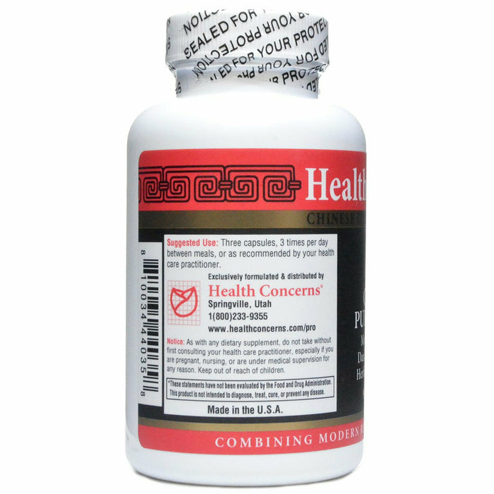 Health Concerns Coptis Purge Fire 90 capsules suggested use label