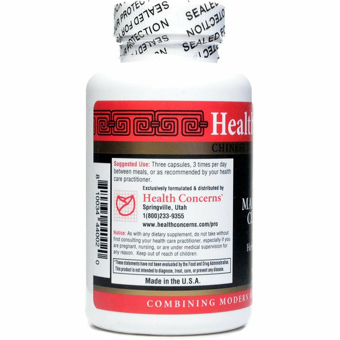 Health Concerns Man Yue Mei Clearing 90 capsules suggested use label