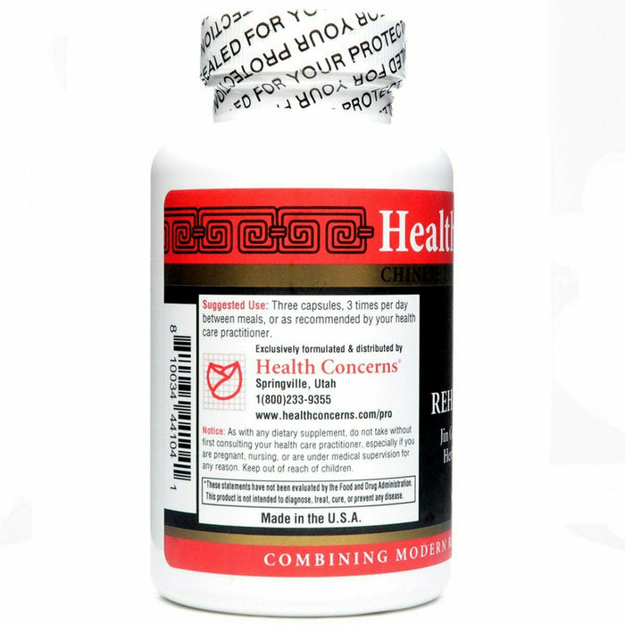 Health Concerns Rehmannia 8 90 capsules suggested use label