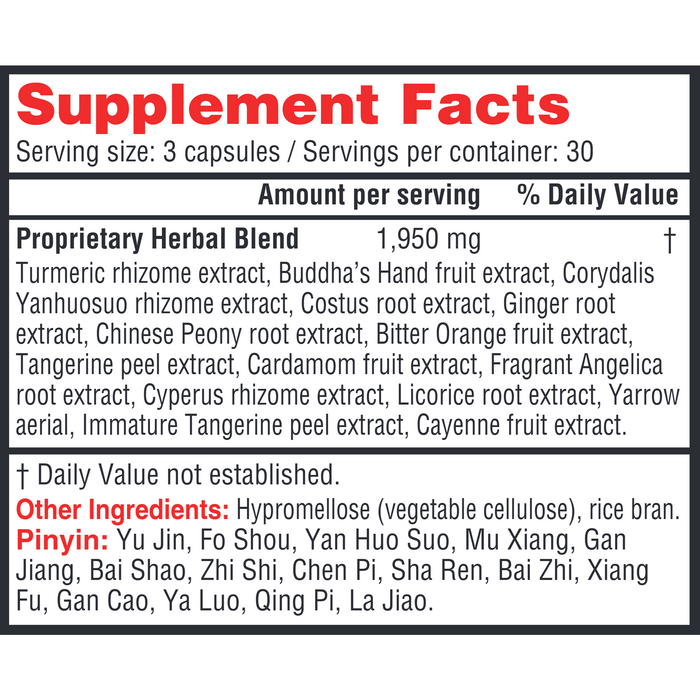 Health Concerns Shu Gan 90 capsules supplement facts label