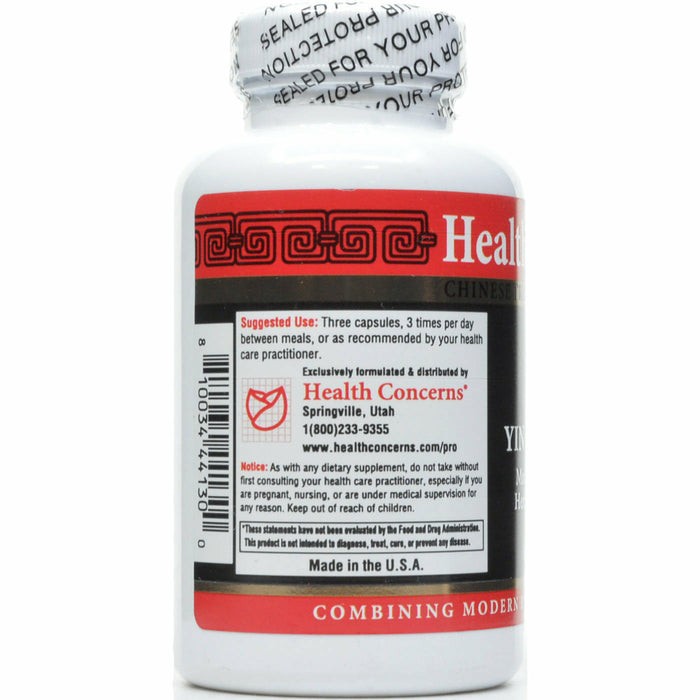 Health Concerns Yin Chao Jin 90 capsules suggested use label