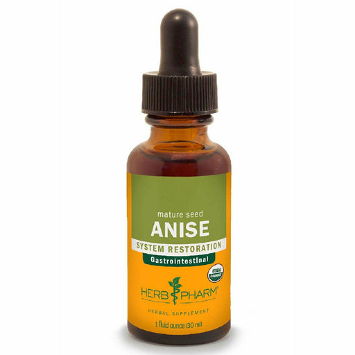 Herb Pharm Anise (Pimpinella anisum), 1 fl oz, front of dropper bottle