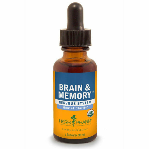 Herb Pharm Brain & Memory Tonic Compound, 1 fl oz, front of dropper bottle