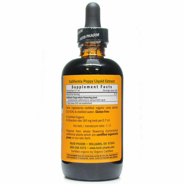 Herb Pharm California Poppy 4 fl oz supplement facts label