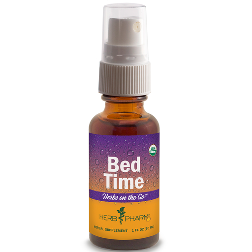 Herb Pharm Herbs on the Go Bed Time Spray, 1 fl oz, front of spray bottle