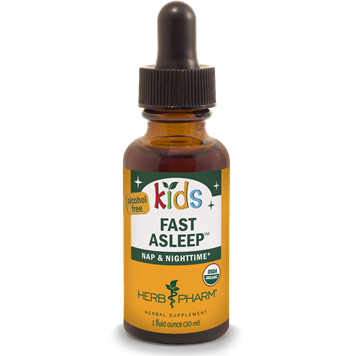 Herb Pharm Kids Fast Asleep Alcohol-Free, 1 fl oz, front of dropper bottle
