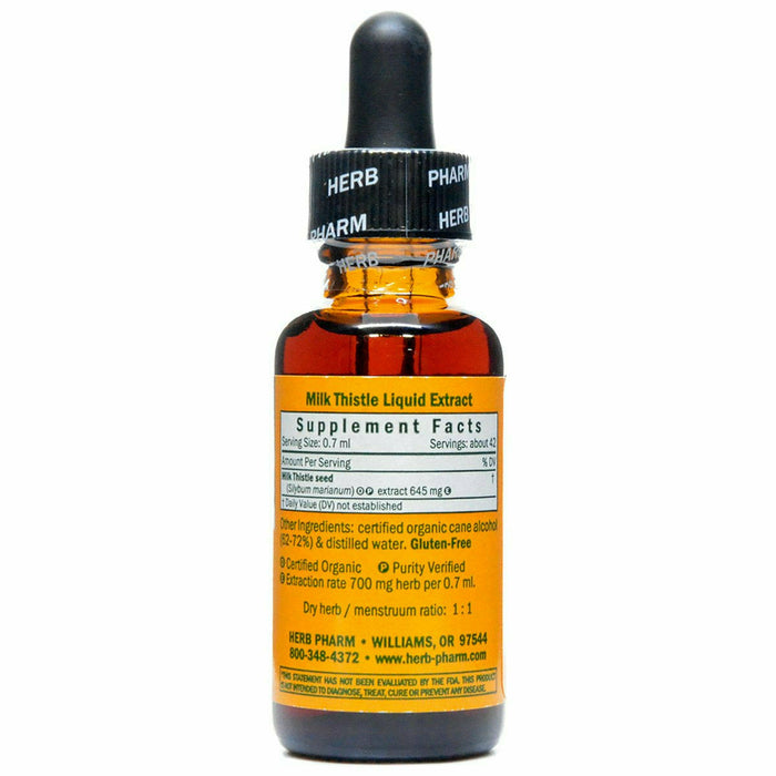 Herb Pharm Milk Thistle 1 fl oz supplement facts label