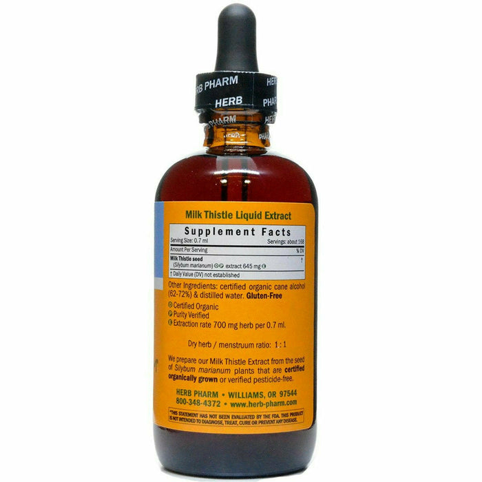 Herb Pharm Milk Thistle 4 fl oz supplement facts label