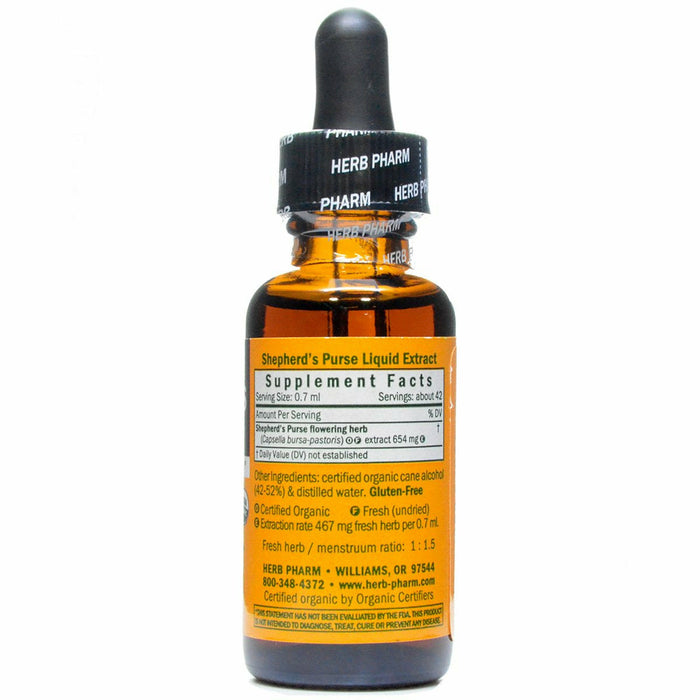 Herb Pharm Shepherd's Purse 1 fl oz supplement facts label