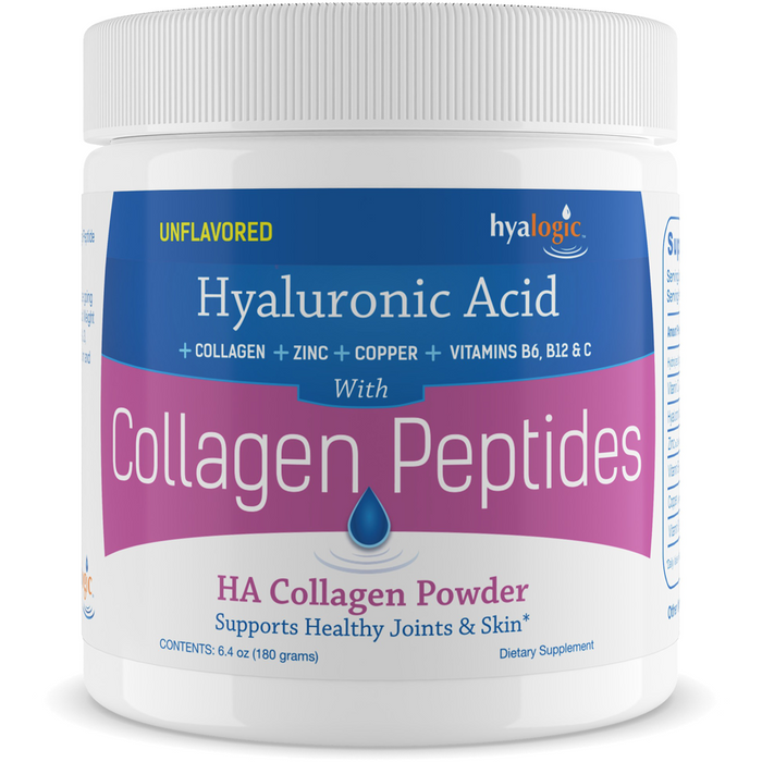 Hyalogic Collagen Peptides Powder Unflavored, 6.4 oz, front of tub