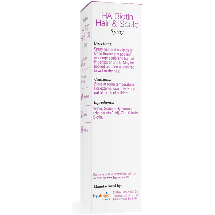 Hyalogic HA Biotin Hair & Scalp Spray 4 fl oz box label