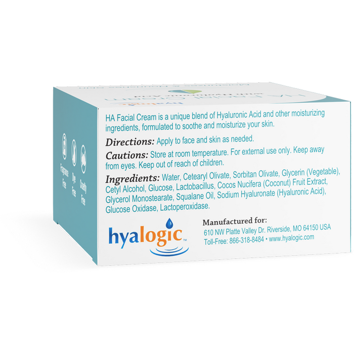 Hyalogic HA Facial Cream 2 oz box label