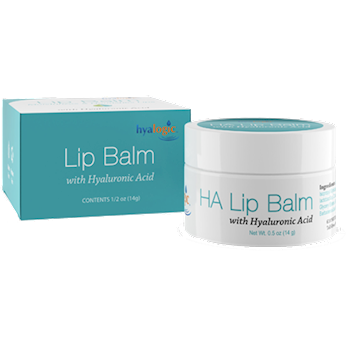 Hyalogic HA Lip Balm, front of jar and box