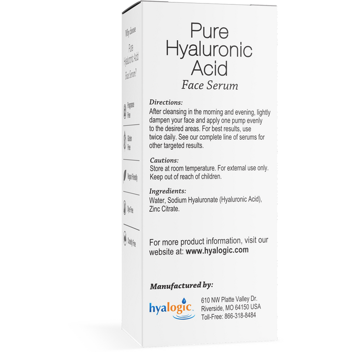 Hyalogic Pure Hyaluronic Acid Face Serum 1 fl oz box label