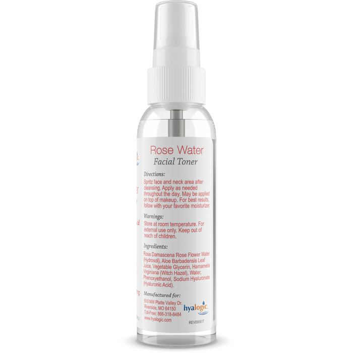 Hyalogic Rose Water Facial Toner 4 fl oz back label