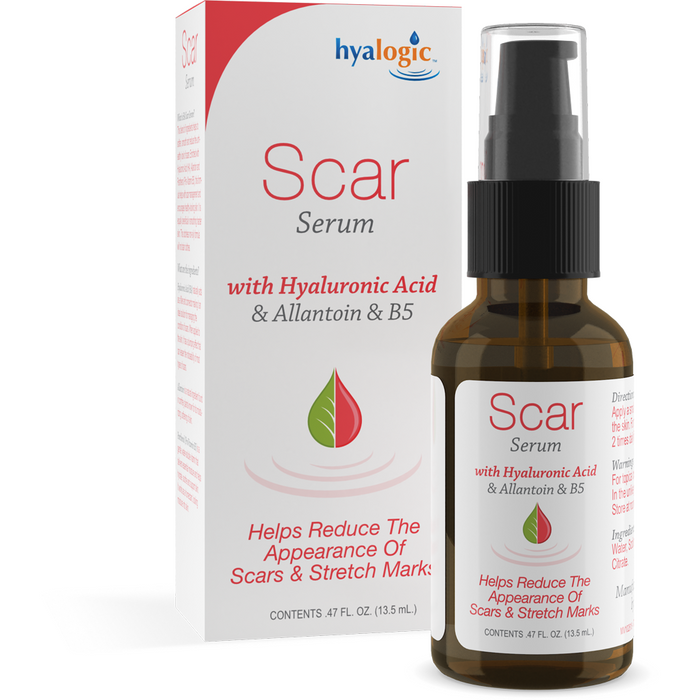 Hyalogic Scar Serum, 0.47 fl oz, front of box and bottle
