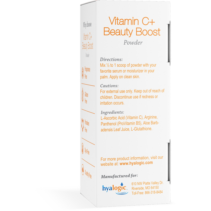 Hyalogic Vitamin C+ Beauty Boost Powder 0.21 oz box label