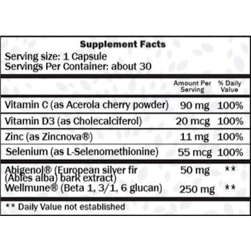 Immune Health Basics Rev-Up Wellness Defense 30 capsules supplement facts label