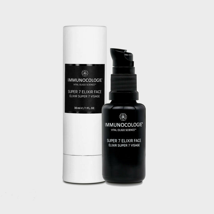 Immunocologie Super 7 Elixir Serum, 1 fl oz, front of pump bottle and box
