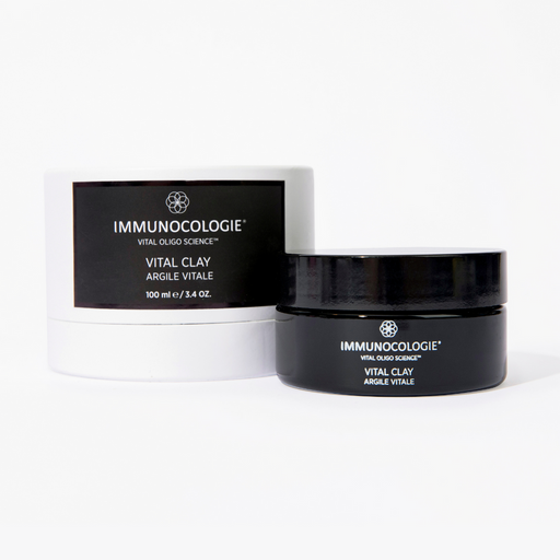 Immunocologie Vital Clay Mask, 3.4 oz, front of jar and box