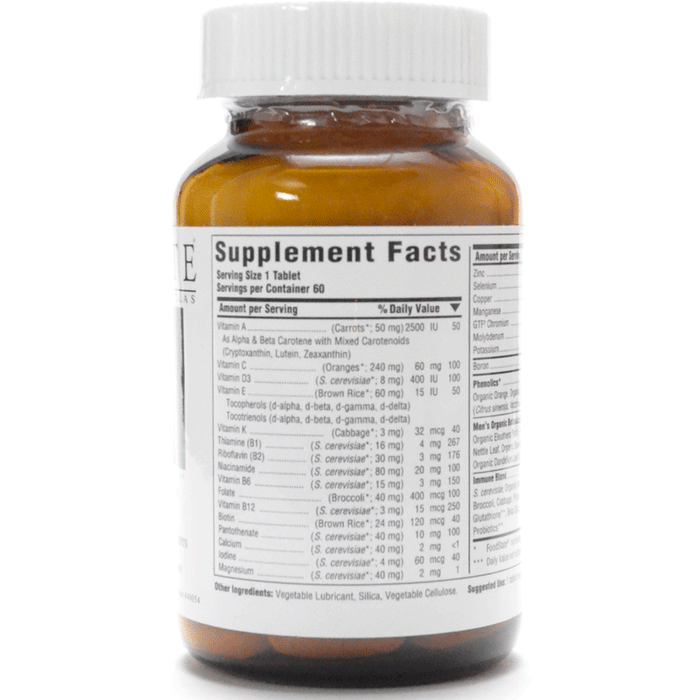 Innate Response Men's One Daily Iron Free 60 tablets supplement facts label