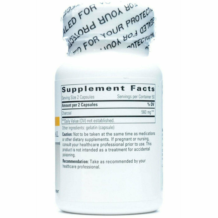 Integrative Therapeutics Activated Charcoal 560 mg 100 capsules supplement facts label