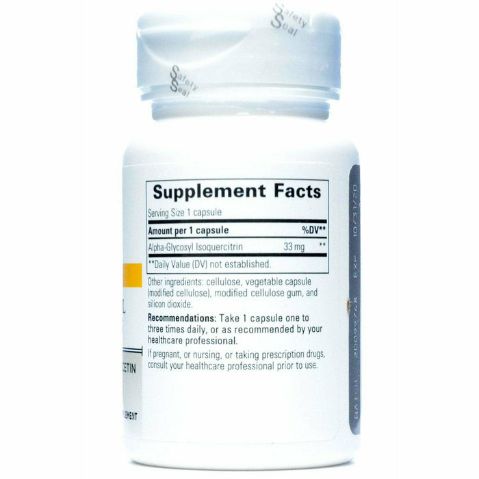 Integrative Therapeutics Alpha-Glycosyl Isoquercitrin 60 vegetarian capsules supplement facts label