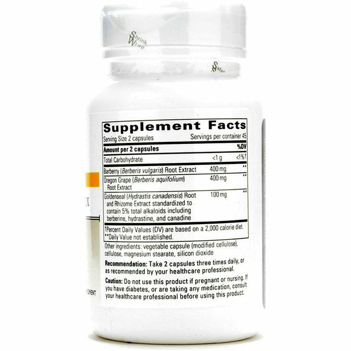 Integrative Therapeutics Berberine Complex 90 capsules supplement facts label