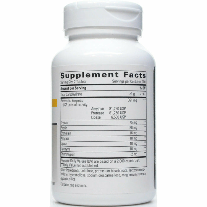 Integrative Therapeutics Bio-Zyme 200 tablets supplement facts label