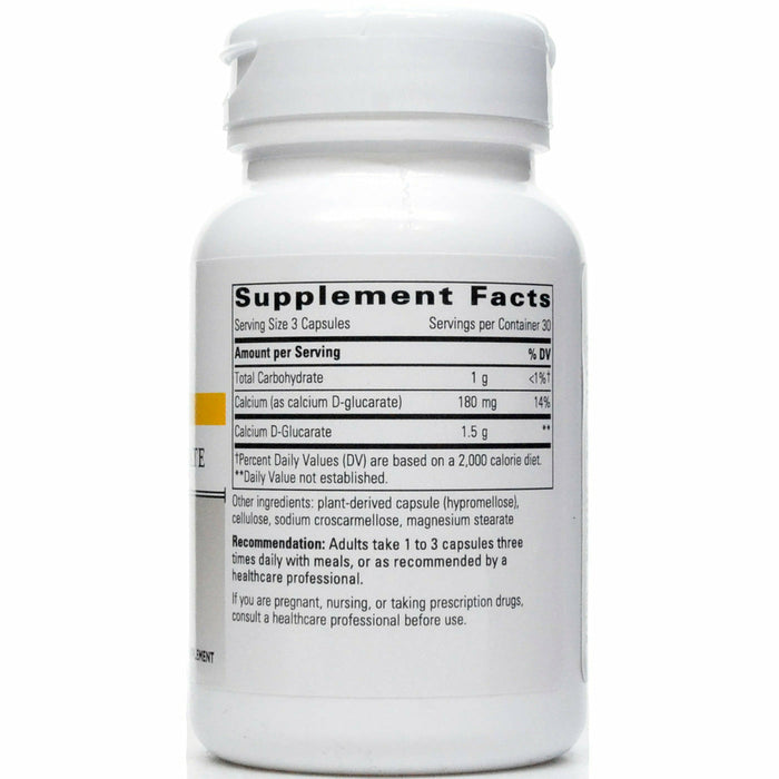 Integrative Therapeutics Calcium D-Glucarate 90 capsules supplement facts label
