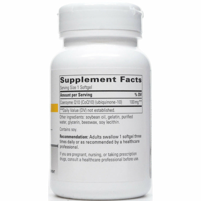 Integrative Therapeutics CoQ10 100 mg 60 softgels supplement facts label