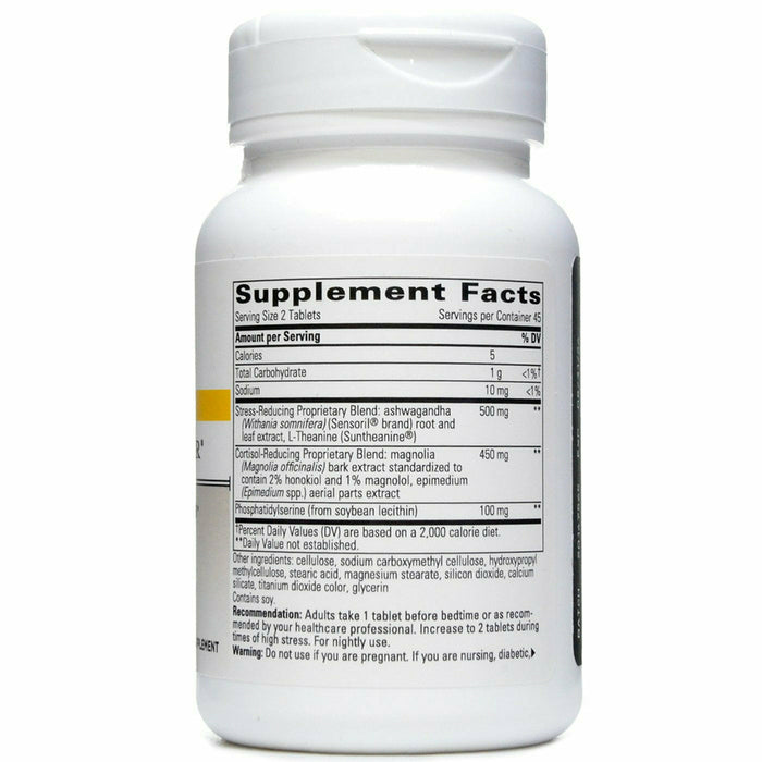 Integrative Therapeutics Cortisol Manager 90 tablets supplement facts label