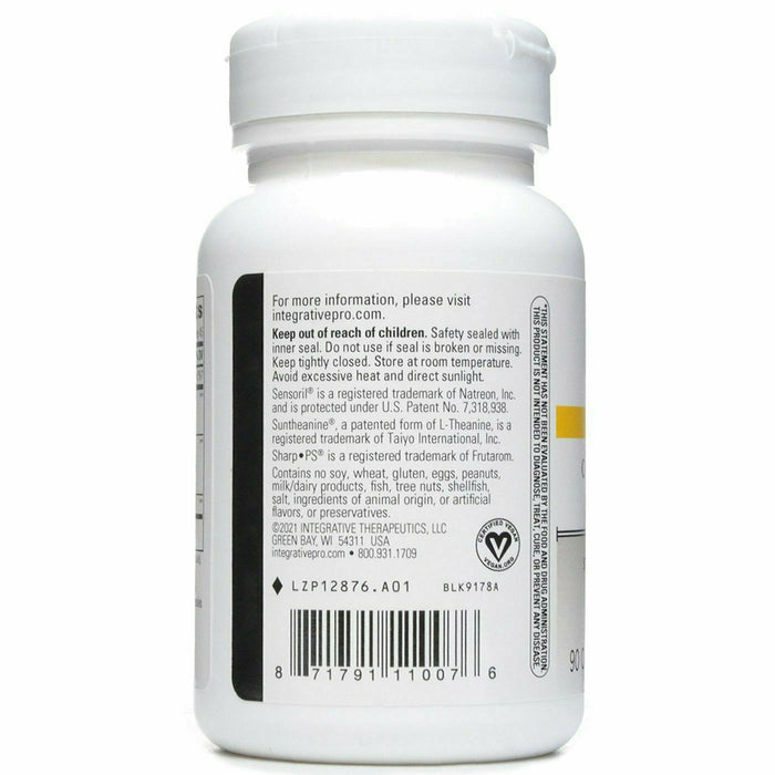 Integrative Therapeutics Cortisol Manager Allergen Free 90 vegetarian capsules suggested use label