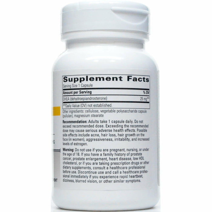 Integrative Therapeutics DHEA 25 mg 60 capsules supplement facts label