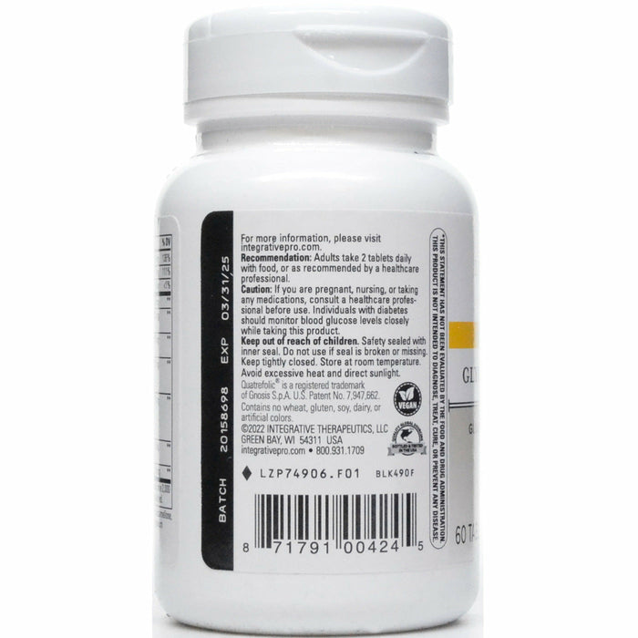 Integrative Therapeutics Glycemic Manager 60 tablets suggested use label