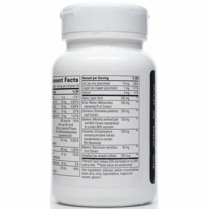 Integrative Therapeutics Glycemic Manager 60 tablets supplement facts label, continued