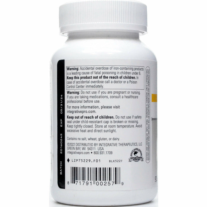Integrative Therapeutics Iron Complex 90 softgels suggested use label