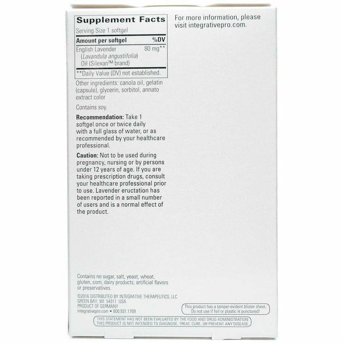 Integrative Therapeutics Lavela WS 1265 60 softgels supplement facts label