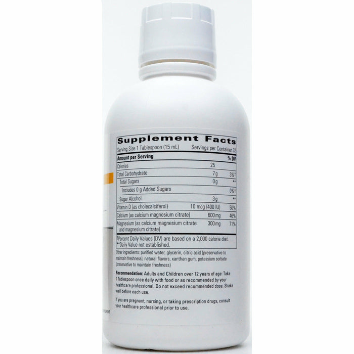 Integrative Therapeutics Liquid Calcium Magnesium Orange Vanilla 16 oz supplement facts label