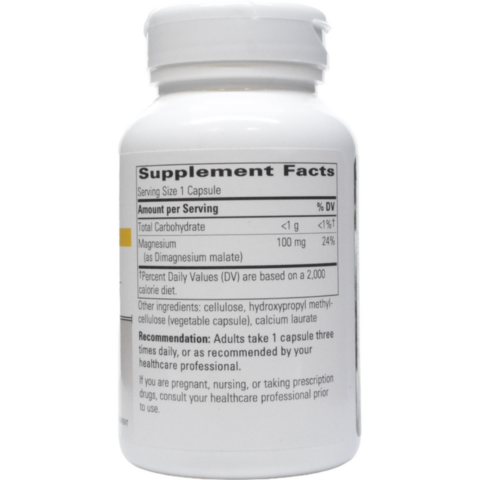 Integrative Therapeutics Magnesium Malate 100 mg 90 vegetarian capsules supplement facts label