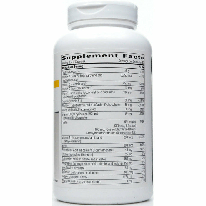 Integrative Therapeutics Multiplex-1 without Iron 240 capsules supplement facts label