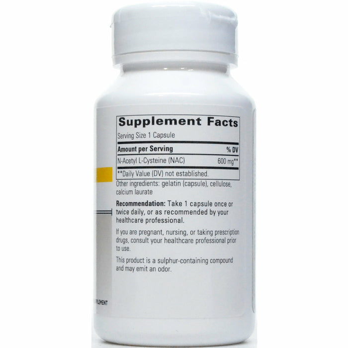 Integrative Therapeutics NAC 600 mg 60 capsules supplement facts label