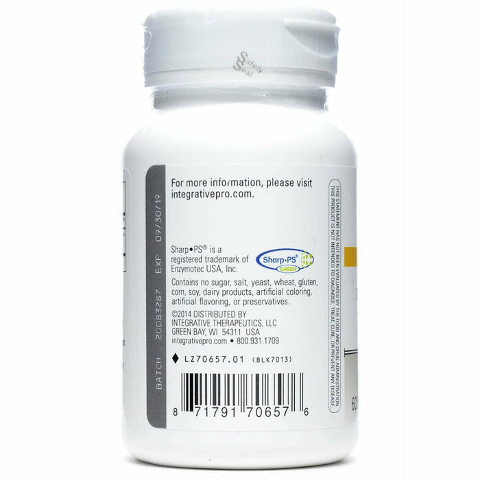 Integrative Therapeutics Phosphatidylserine Soy-Free 100 mg 60 softgels suggested use label