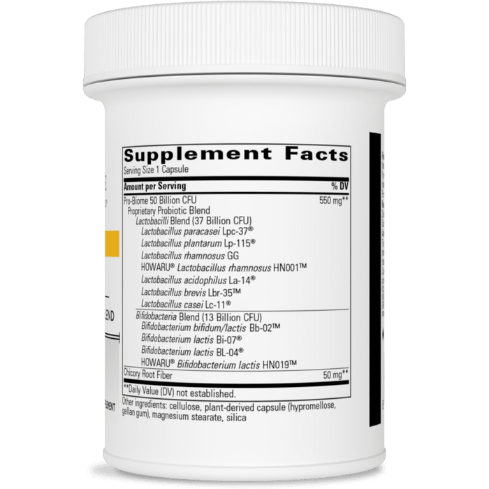 Integrative Therapeutics Pro Biome 50B 30 capsules supplement facts label