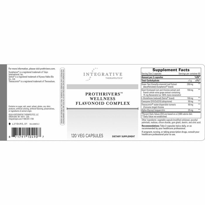 Integrative Therapeutics ProThrivers Wellness Flavonoid Complex 120 capsules full label