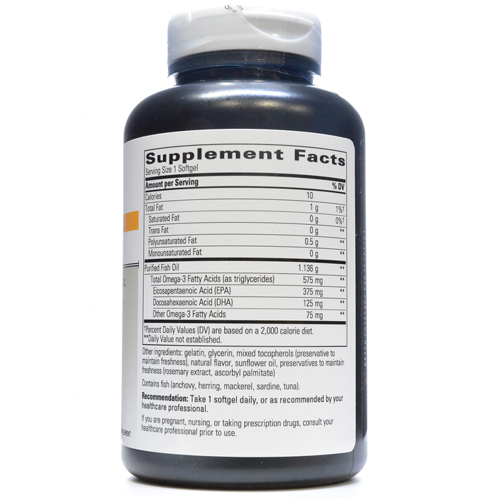 Integrative Therapeutics Pure Omega HP 120 softgels supplement facts label