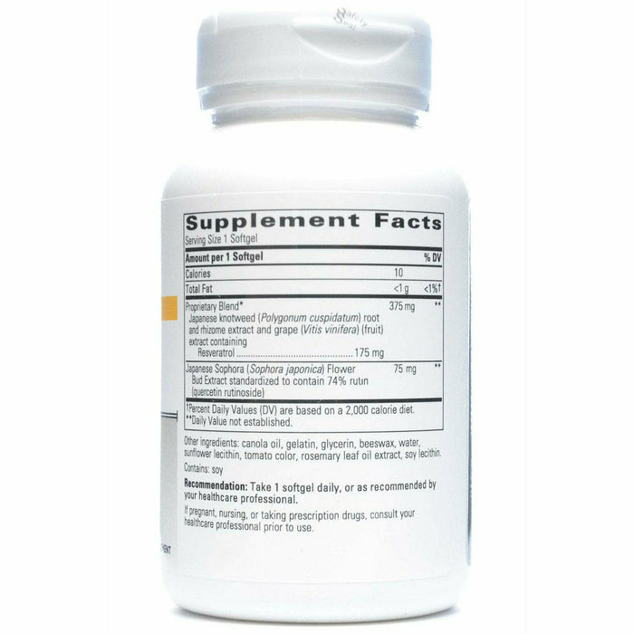 Integrative Therapeutics Resveratrol Ultra High Potency 60 softgels supplement facts label