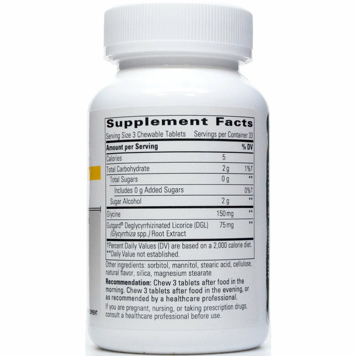 Integrative Therapeutics Rhizinate Sugarless 100 chewable tablets supplement facts label
