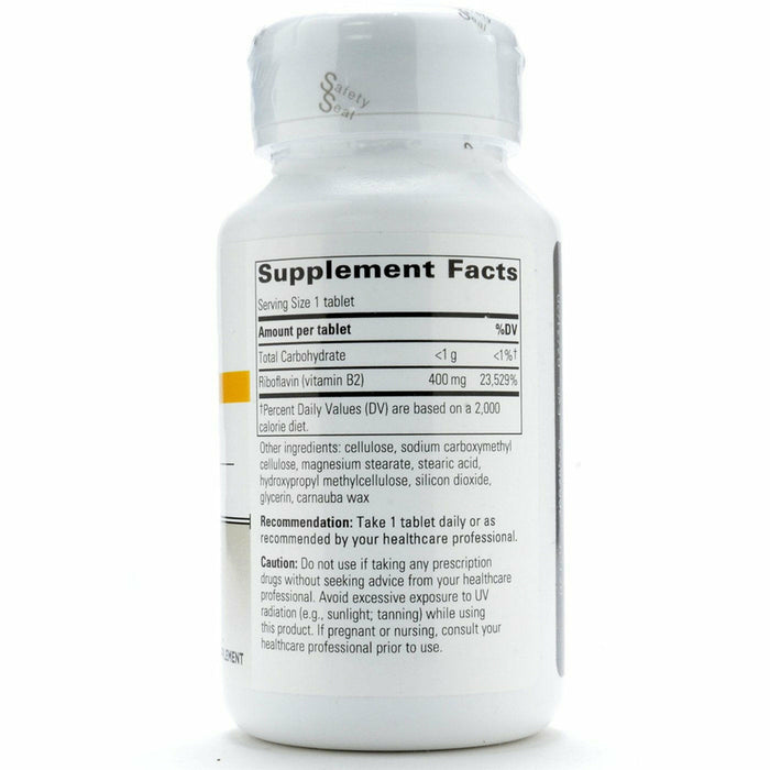 Integrative Therapeutics Riboflavin 400 mg 30 tablets supplement facts label