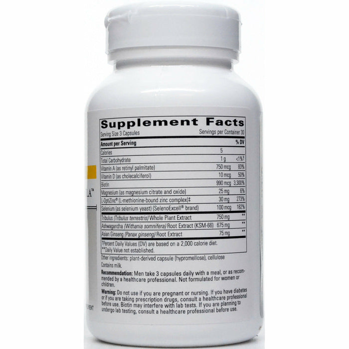 Integrative Therapeutics Testosterone Formula 90 capsules supplement facts label